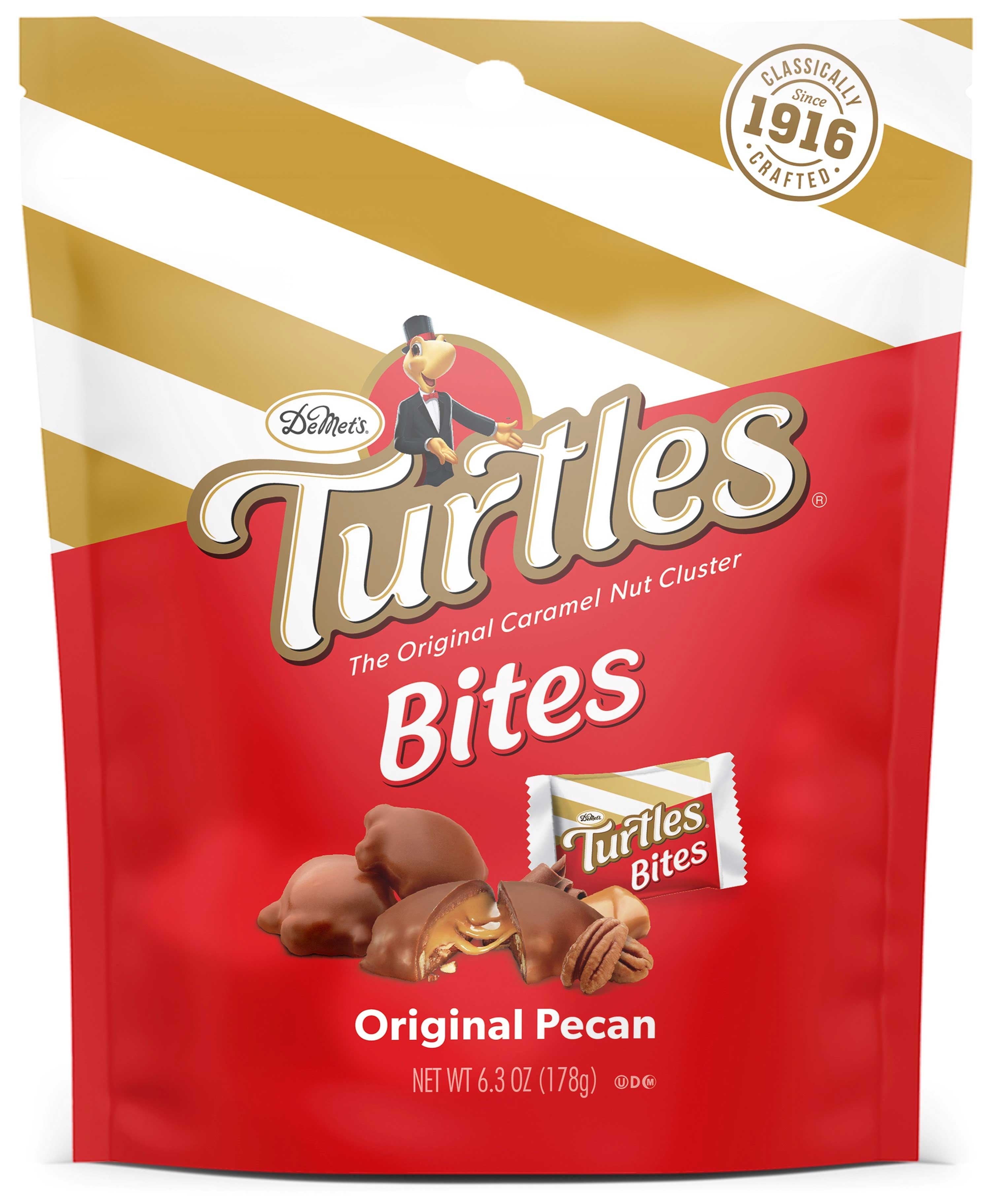 Turtles Original Pecan Bite Size Nut Cluster - Stand Up Pouch, 6.3 Ounce -- 8 per case