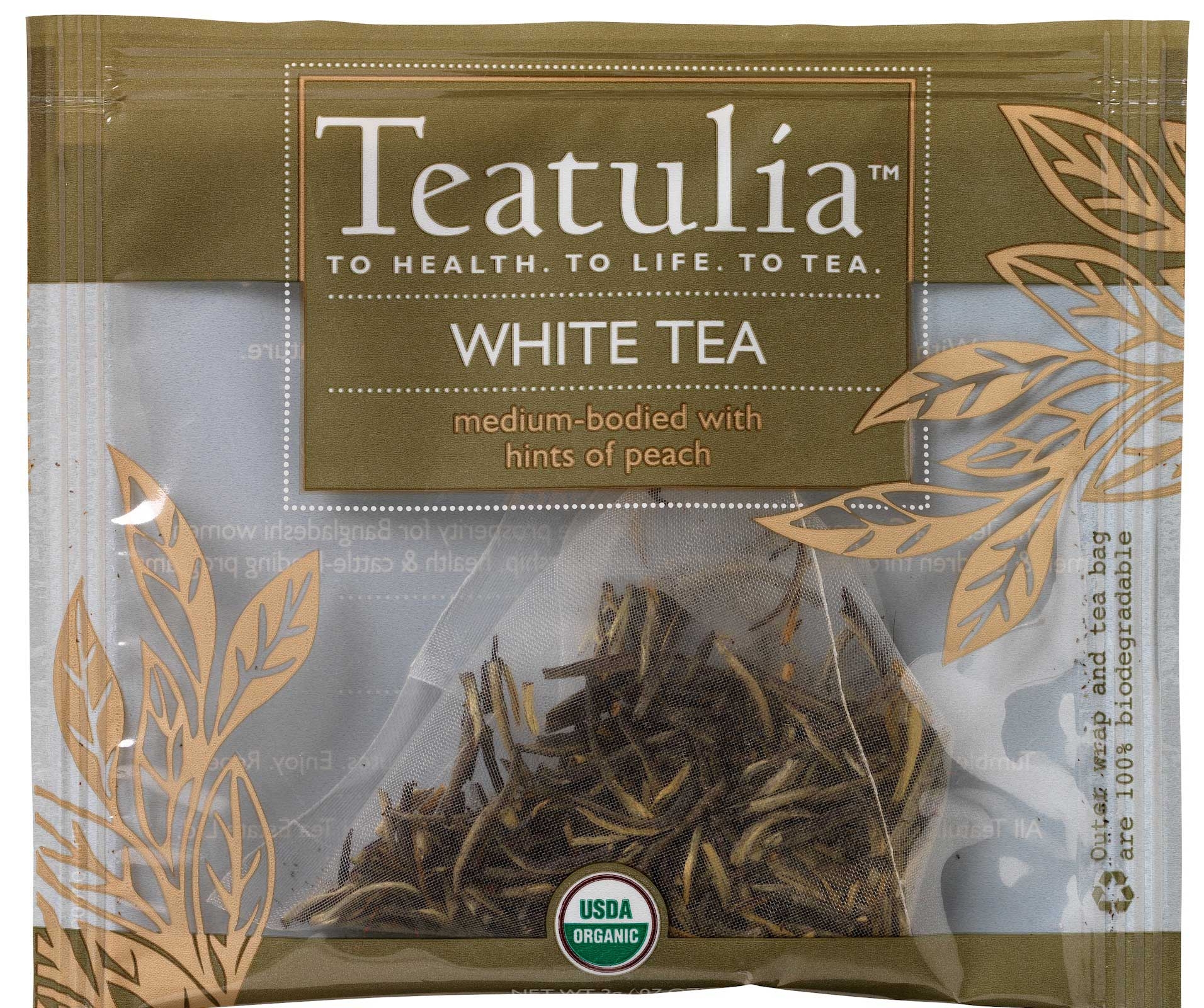 Teatulia Organic Wrapped Premium White Tea -- 50 per case