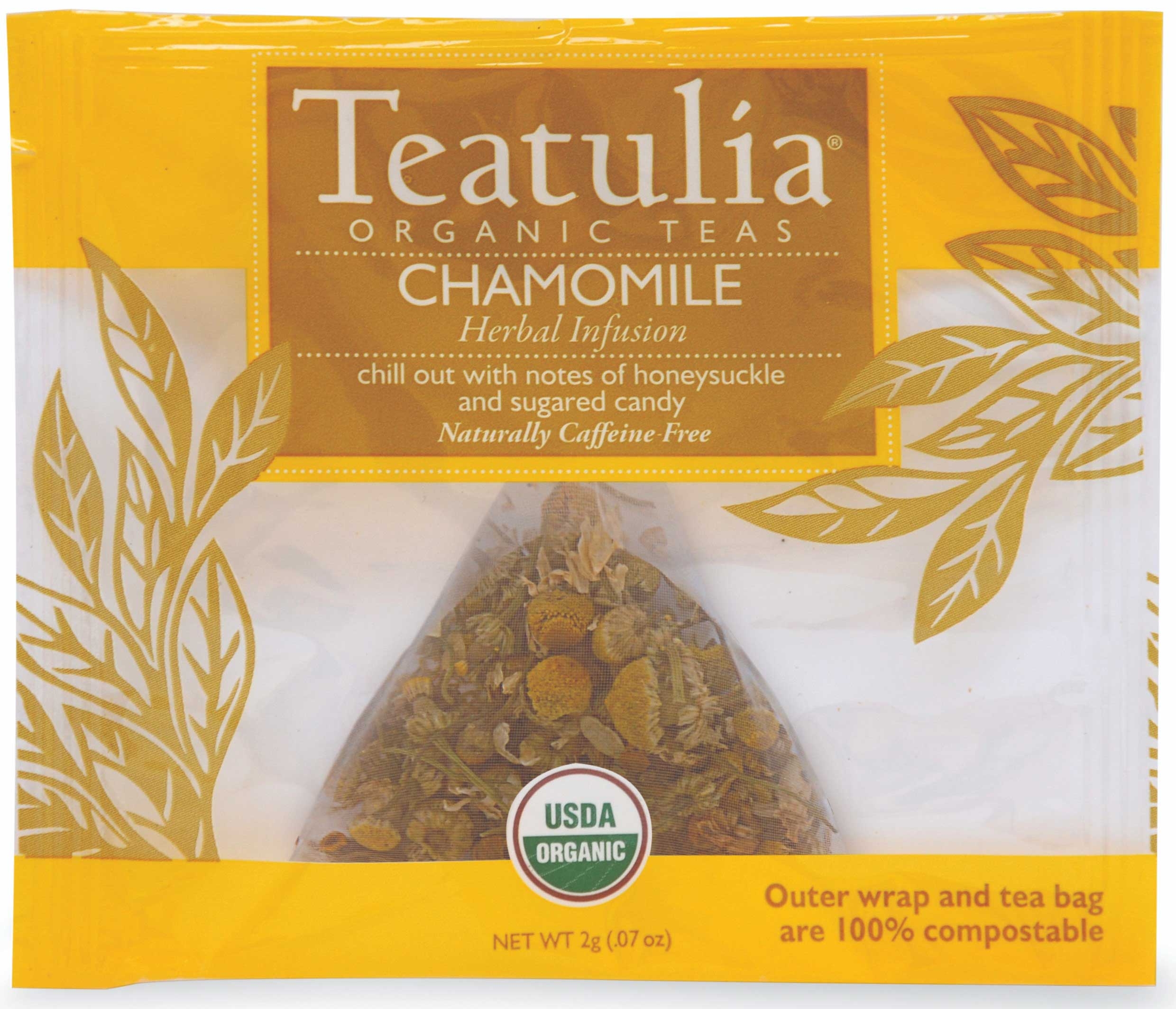 Teatulia Organic Chamomile Wrapped Premium Pyramid Tea -- 50 per case