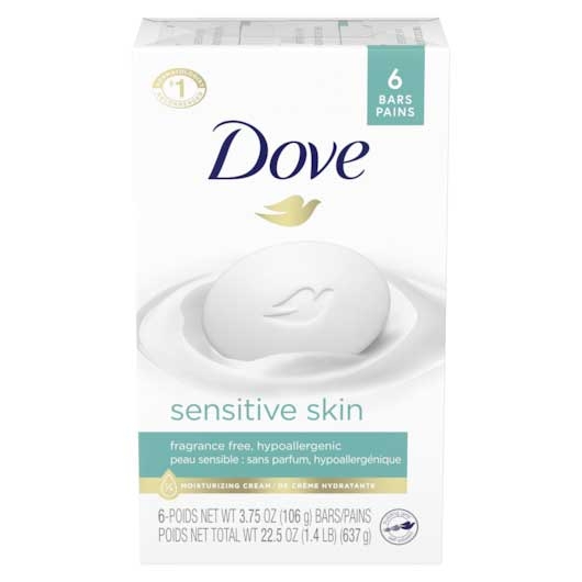 Dove Sensitive Skin Beauty Bar, 24 Ounce -- 72 per case