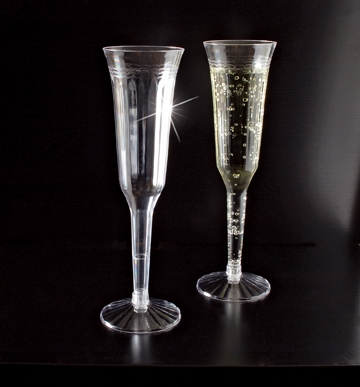 Resposables Two Piece Clear Fluted Champagne Glass, 5 Ounce -- 120 per case.