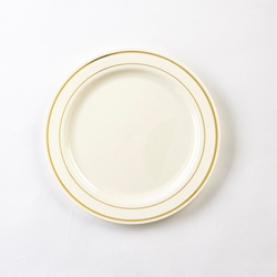 Glimmerware Bone and Gold Dinner Plate, 10.25 inch, 10 count per pack -- 12 per case.