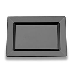Rectangle Black Dessert Plate, 10 count per pack -- 12 per case.