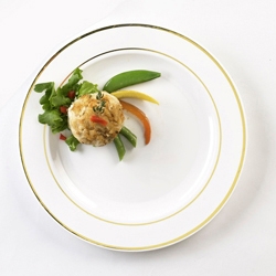 Glimmerware White and Gold Buffet Plate, 9 inch, 10 count per pack -- 12 per case.
