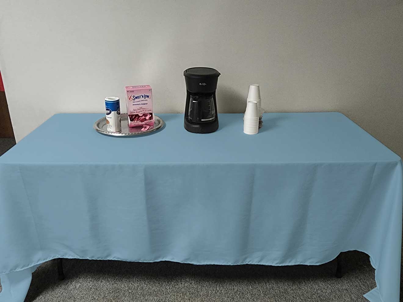 Intedge Light Blue Poly/Cotton Tablecloth, 45 x 110 inch 