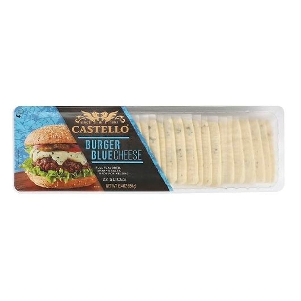 Castello Burger Blue Cheese Slices, 25 count - 7 per case