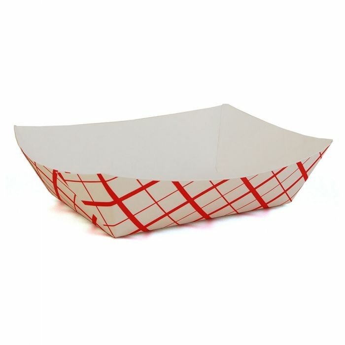 Specialty Quality Packaging Paper Food Tray Red Plaid, 125 trays per pack -- 4 packs per case