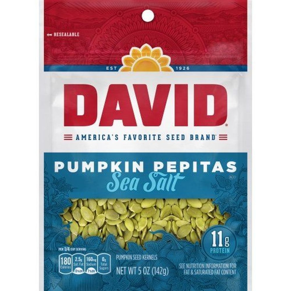 David Sea Salt Pumpkin Pepitas Seed, 5 Ounce Resealabe Bag -- 8 per case