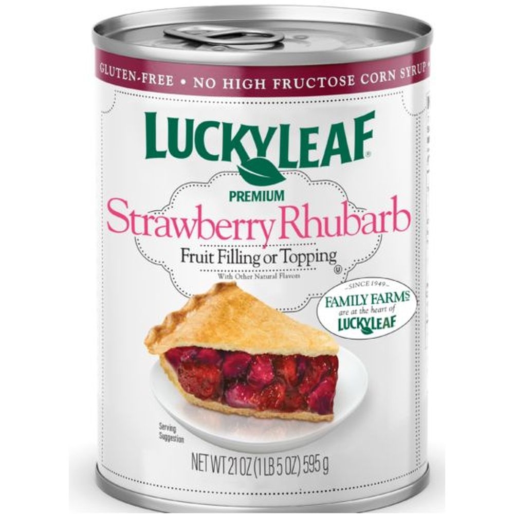 Lucky Leaf Premium Strawberry Rhubarb Fruit Filling or Topping, 21 Ounce Can -- 8 per case