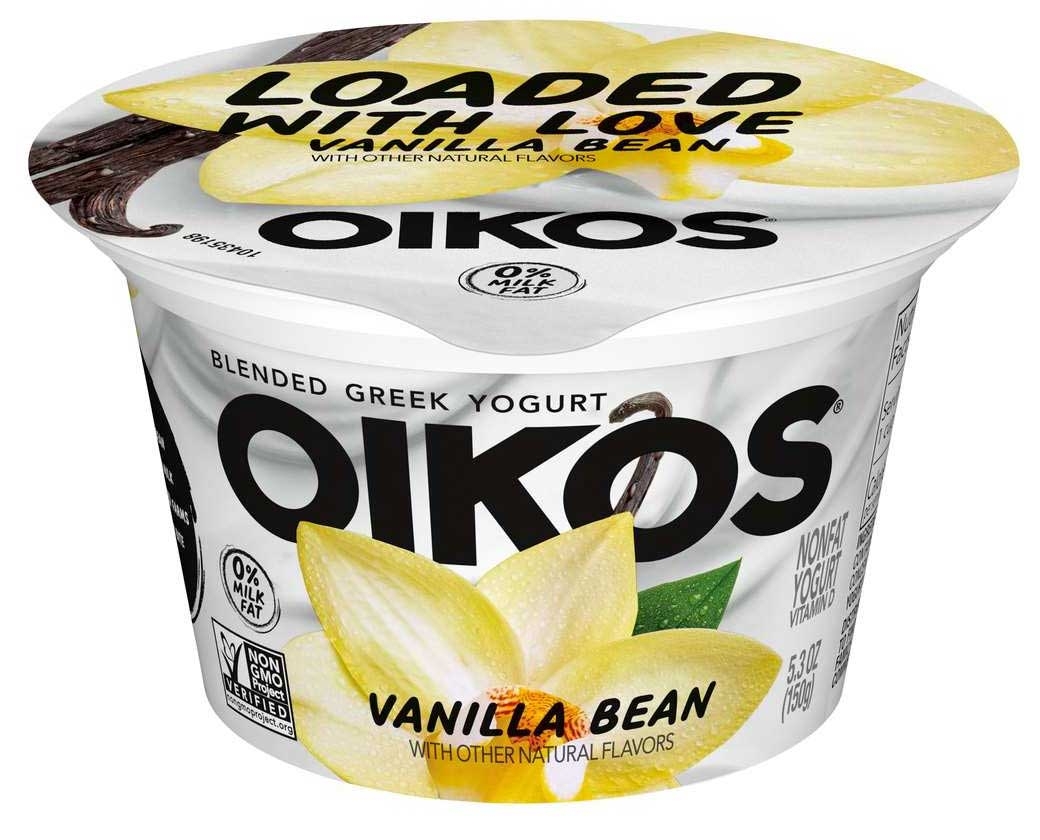 Oikos Dannon Core Vanilla Blended Nonfat Greek Yogurt, 5.3 Ounce Cup -- 12 per case