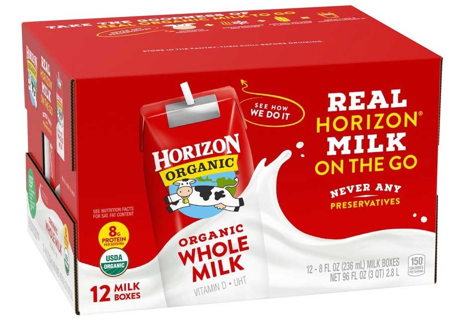 Horizon Organic Plain Aseptic Whole Milk, 8 Fluid Ounce -- 12 per case