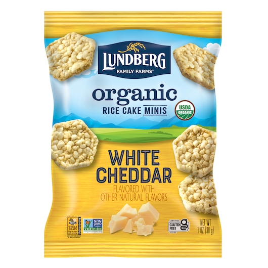 Lundberg Family Farms Organic White Cheddar Mini Rice Cake, 1 Ounce -- 24 per case