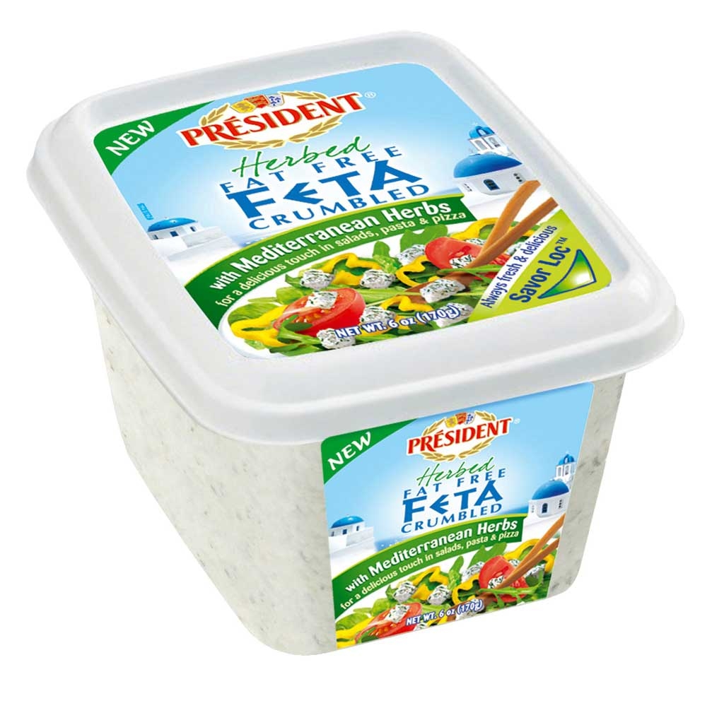 President Mediterranean Fat Free Feta Cheese Crumble, 6 Ounce -- 8 per case.