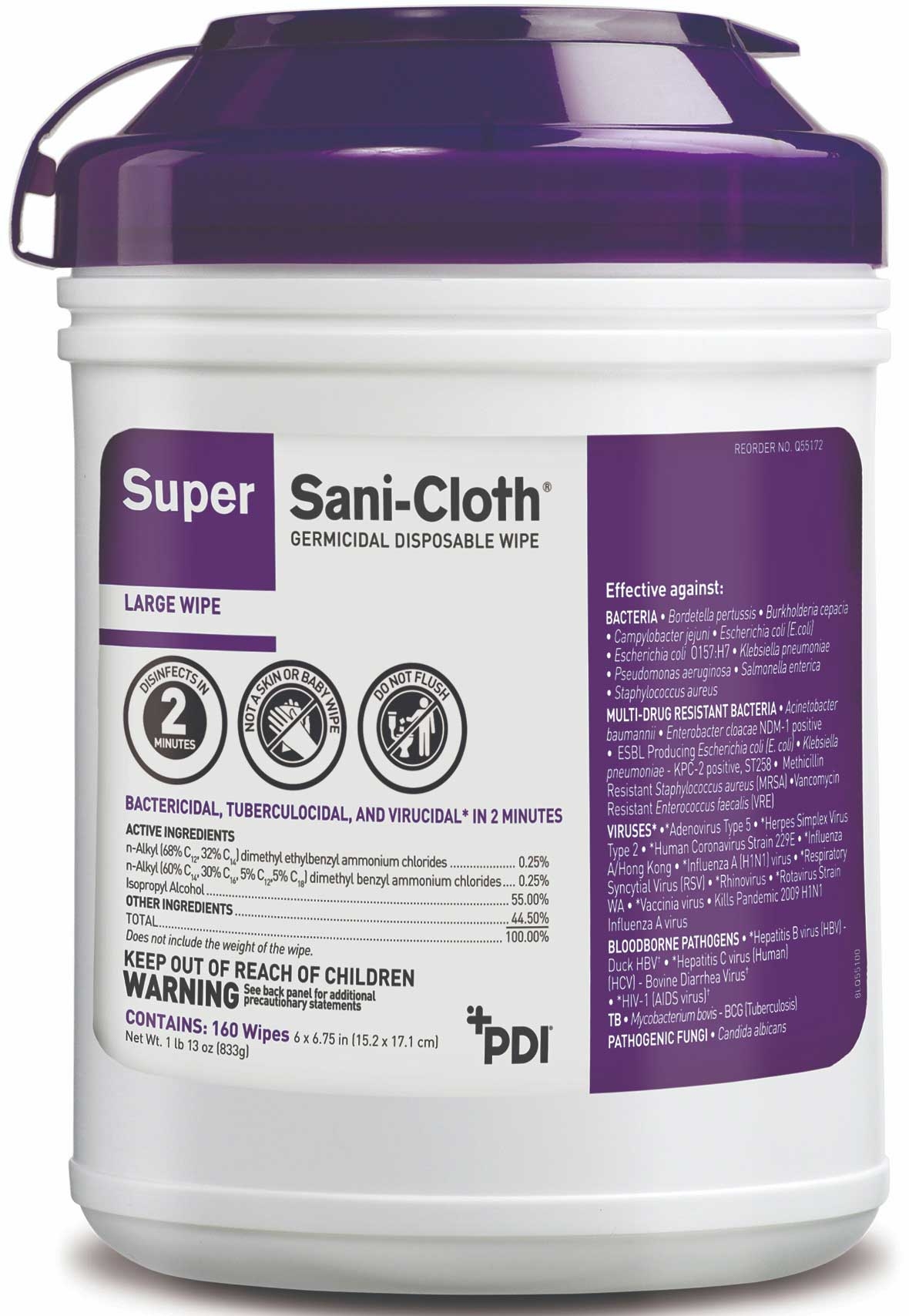 Sani Professional Sani Cloth Germicidal Disposable Wipe, 160 count per pack -- 12 per case.