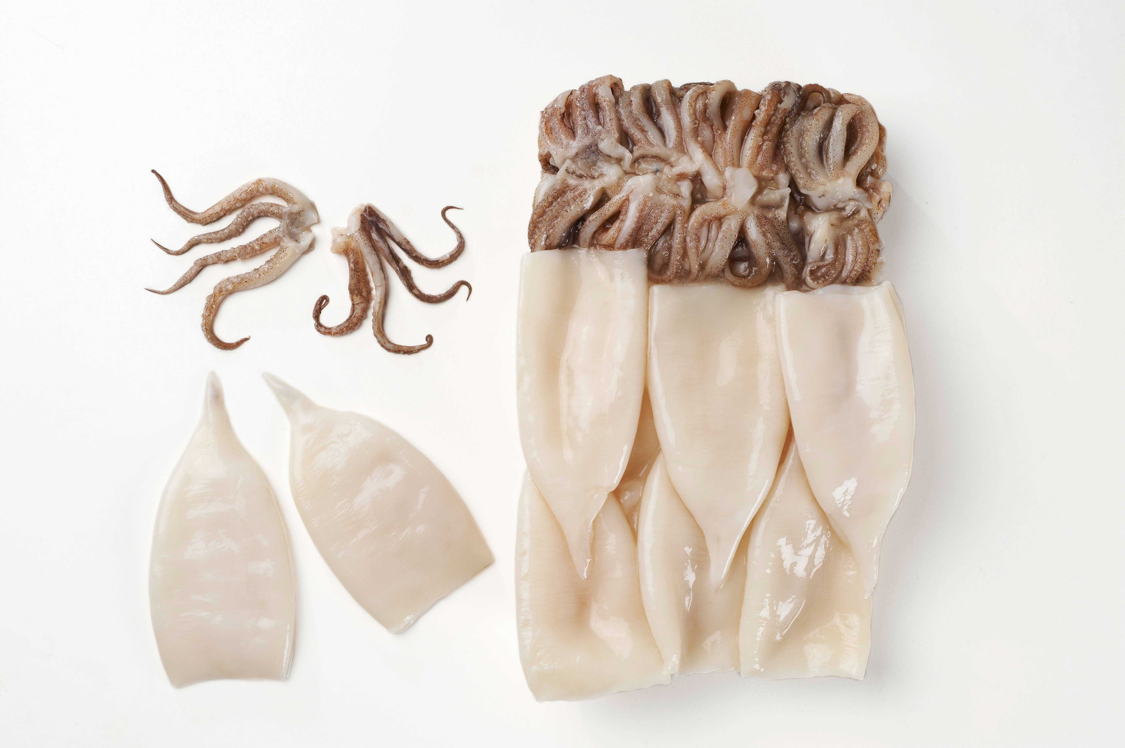 Panapesca Fully Cleaned Todarodes Raw Squid Tubes And Tentacles, 3/5 Inch Tubes, 2.5 Pound -- 4 Per Case