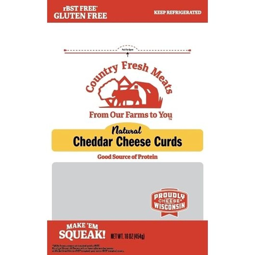 Country Fresh Meats Natural Cheddar Cheese Curds, 5 Ounce - 6 per case