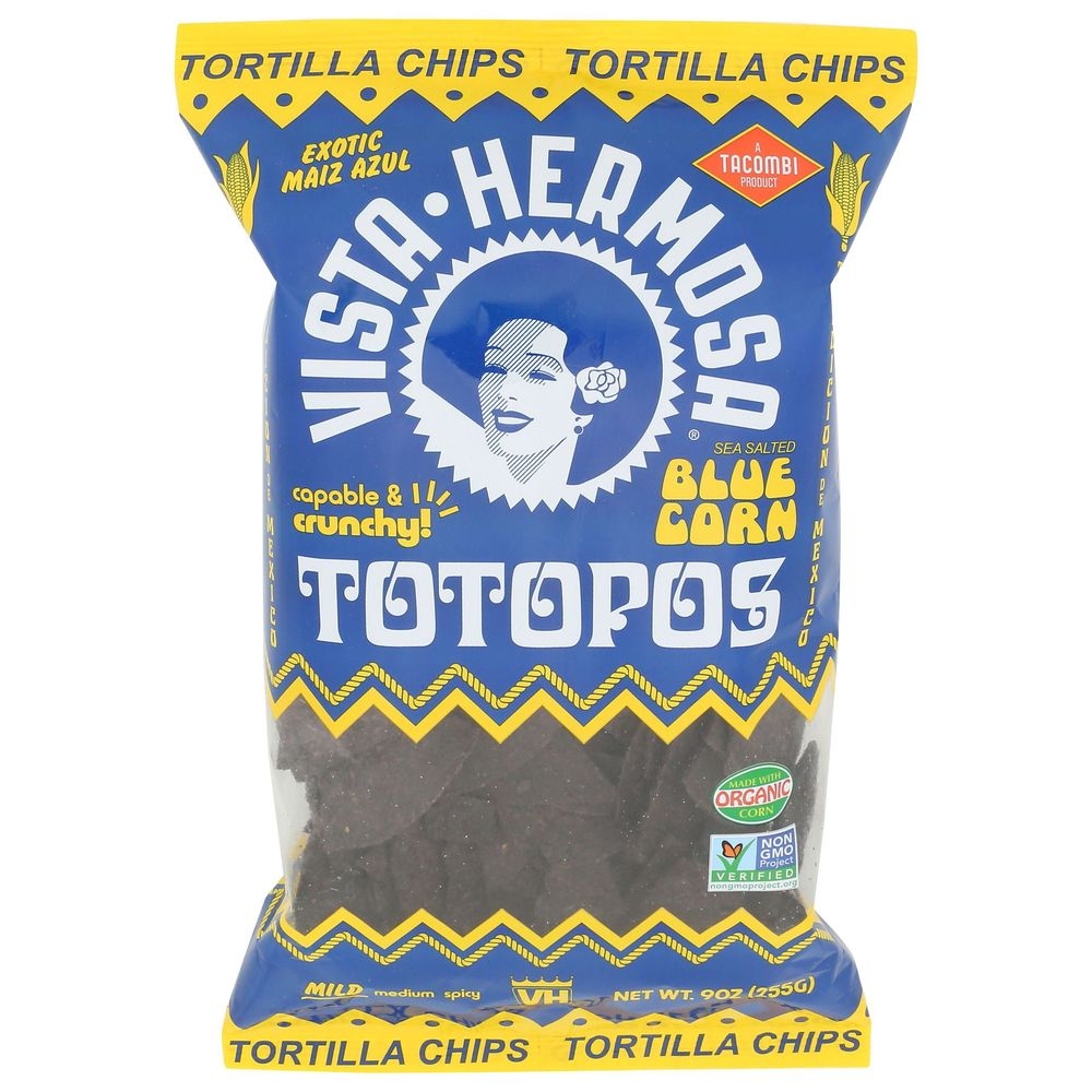 Vista Hermosa Totopos Blue Corn Tortilla Chips, 9 Ounce -- 9 per case