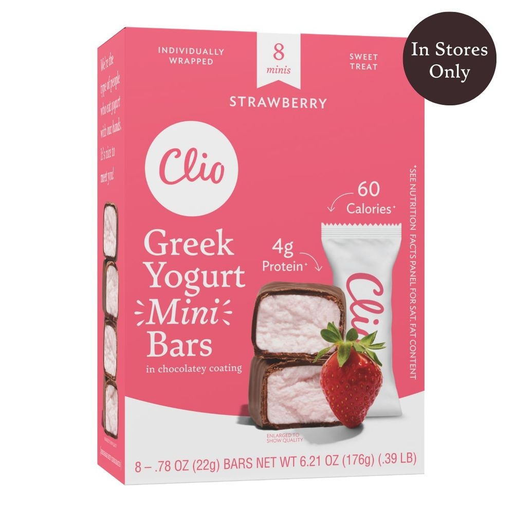 Clio Dark Chocolate Covered Strawberry Greek Yogurt Minis Bar, 6.21 Ounce -- 6 per case