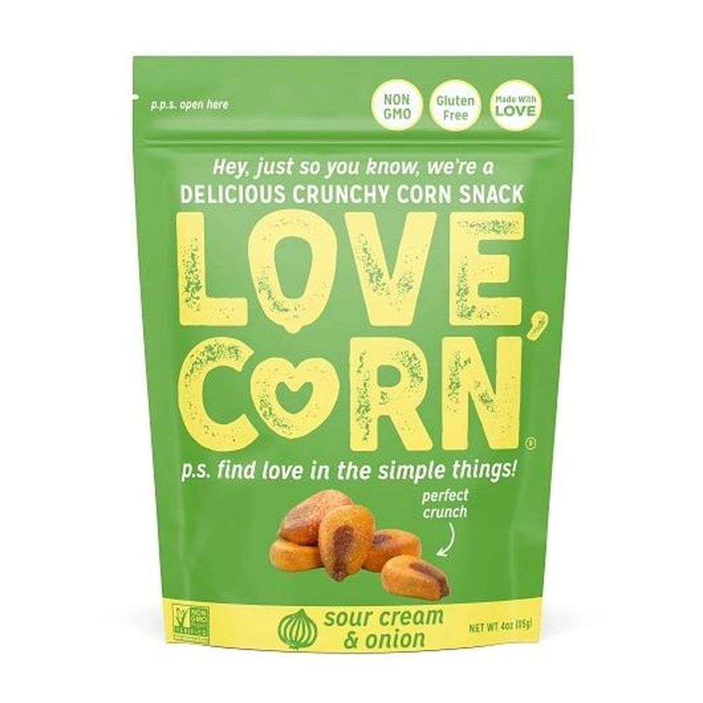 Love Corn Sour Cream and Onion Corn Snacks, 4 Ounce -- 12 per case