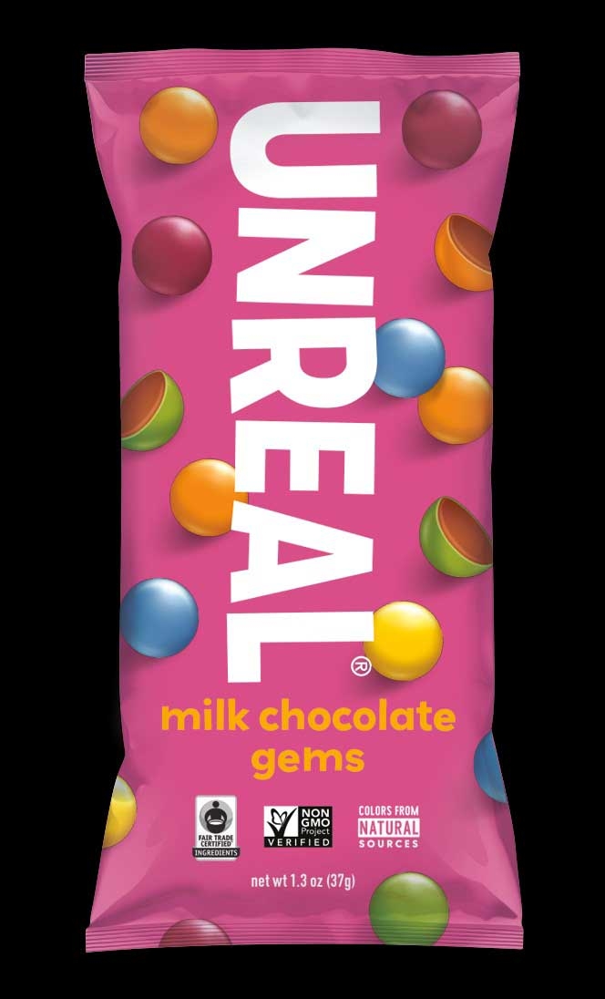 Unreal Milk Chocolate Gem Candy, 1.3 Ounce -- 72 per case.