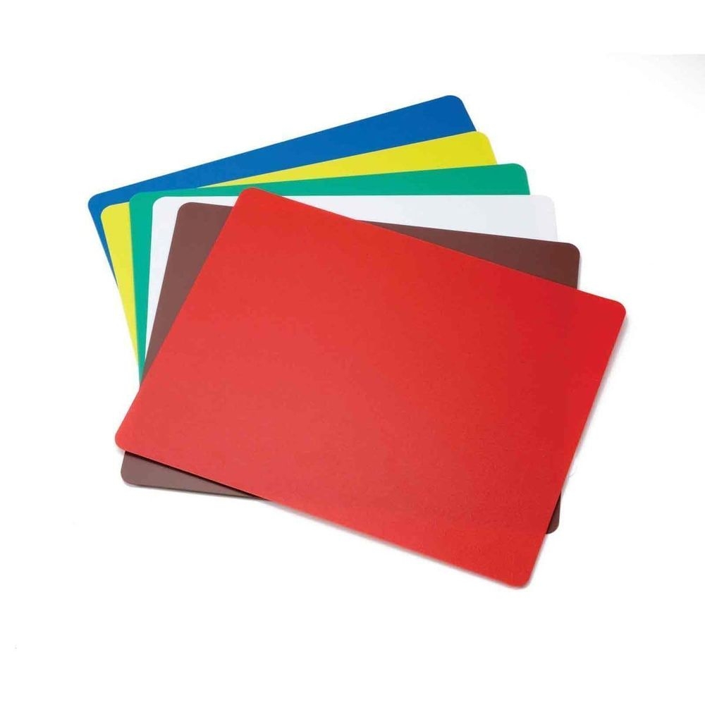 Tablecraft Polyethylene 12 x 18 inch Assorted Color Flexible Cutting Mat, 6 count