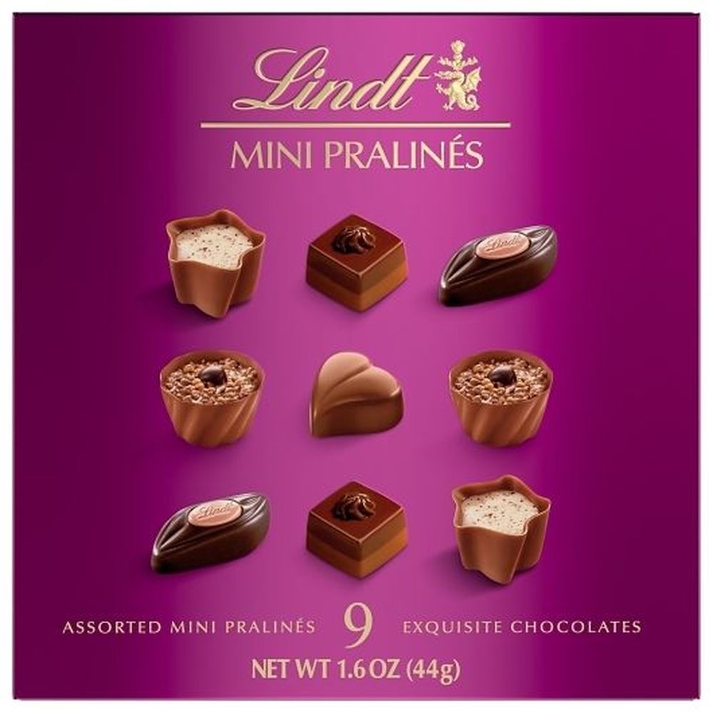 Lindt Mini Pralines Assorted Chocolate Candy Gift, 1.55 Ounce Box - 10 per case