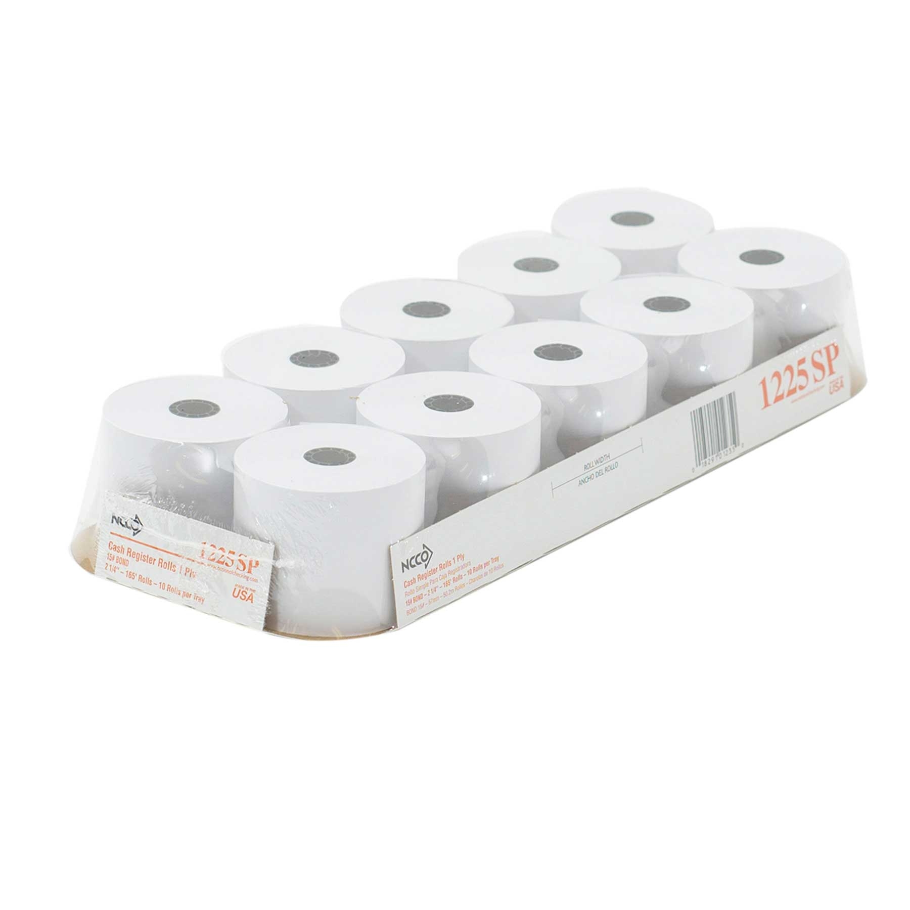 National Checking Company White Bond 1 Ply Register Roll Tape, 2.25 inch -- 40 per case.