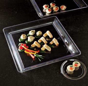 Party Tray Square Black Tray, 16 x 16 inch -- 20 per case.