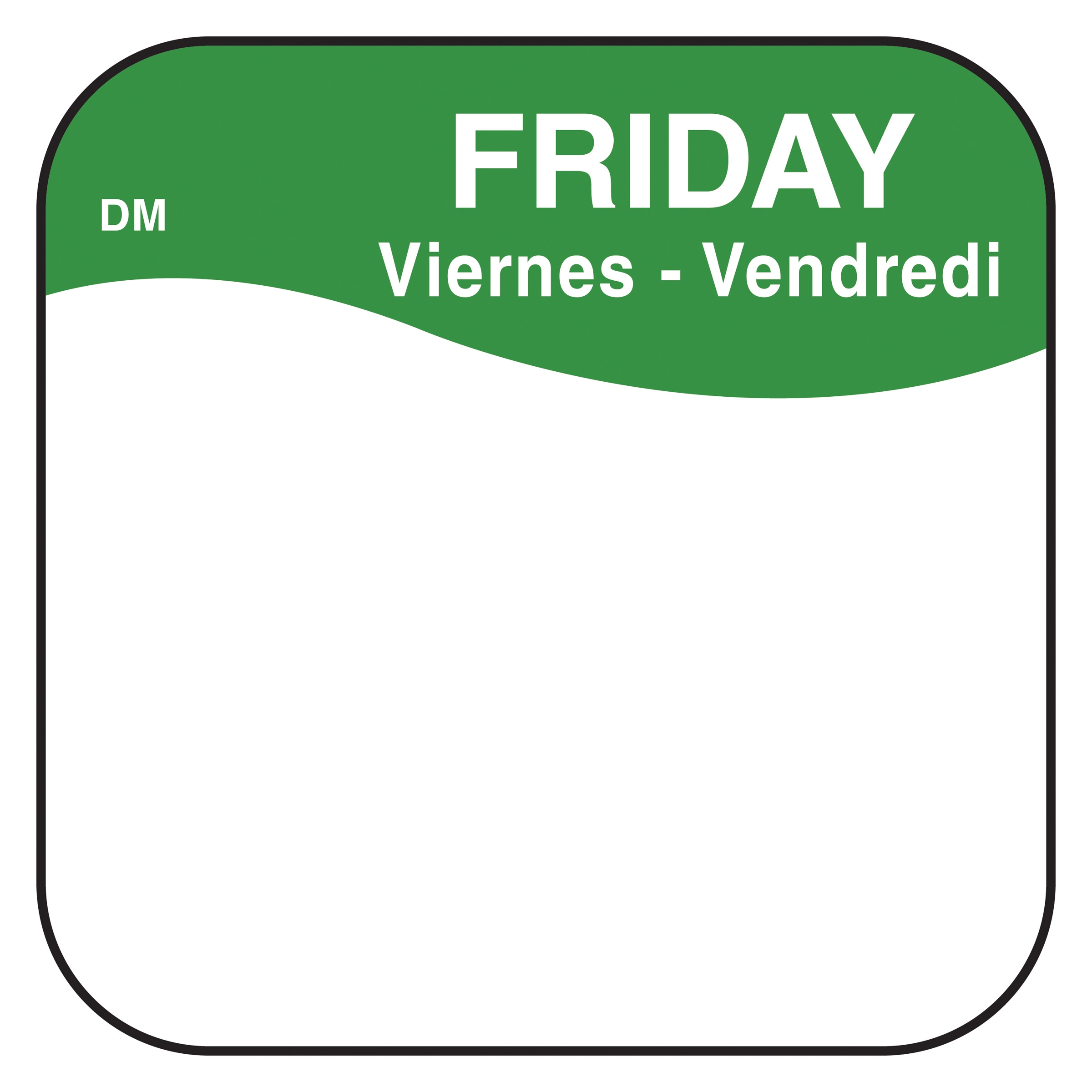 Daymark DissolveMark Day of the Week Label - Friday, 0.75 x 0.75 inch -- 12 rolls per case.