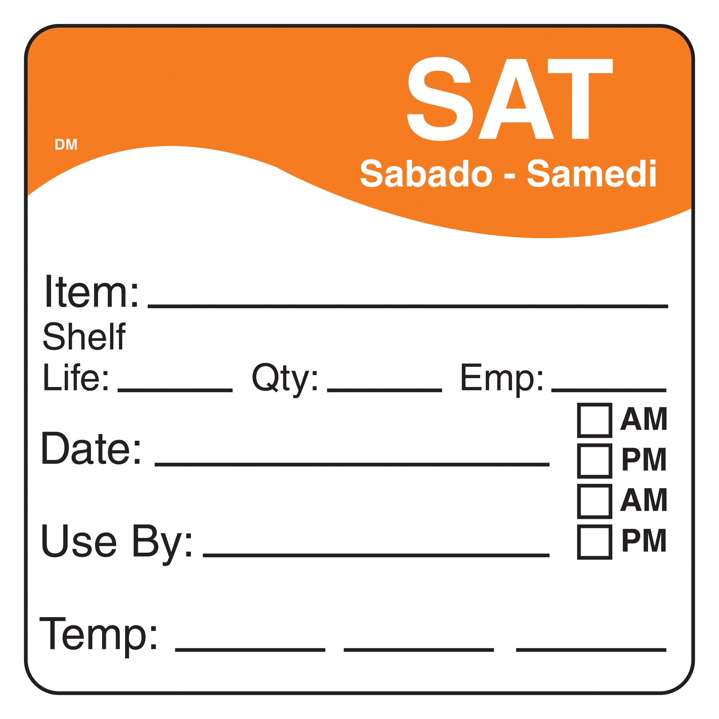 Daymark DissolveMark Day of the Week Label - Saturday, 2.5 x 2.5 inch -- 12 rolls per case.