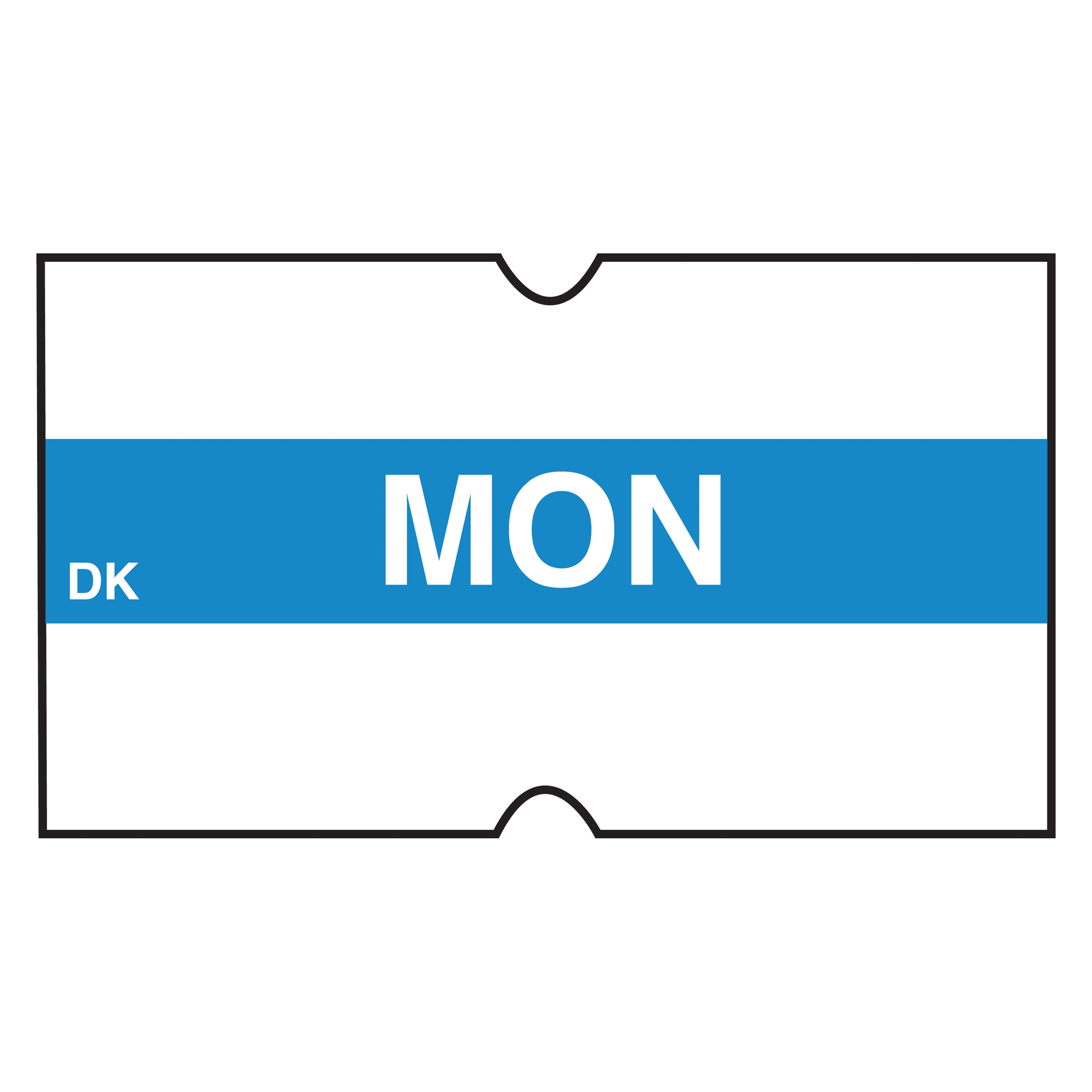 Daymark DuraMark DM4 2 Line Blue Date Coder Label - Monday -- 8 rolls per case.