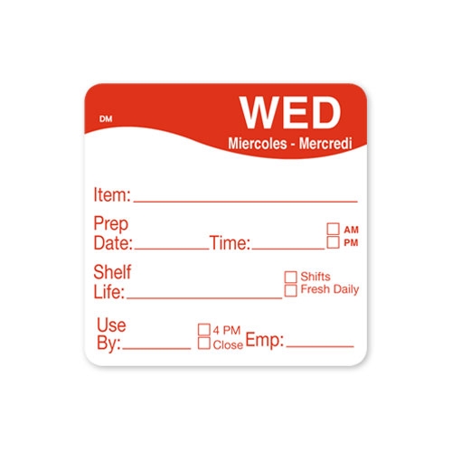 Daymark DissolveMark Shelf Life Day of the Week Label - Wednesday, 2 x 2 inch -- 12 rolls per case.