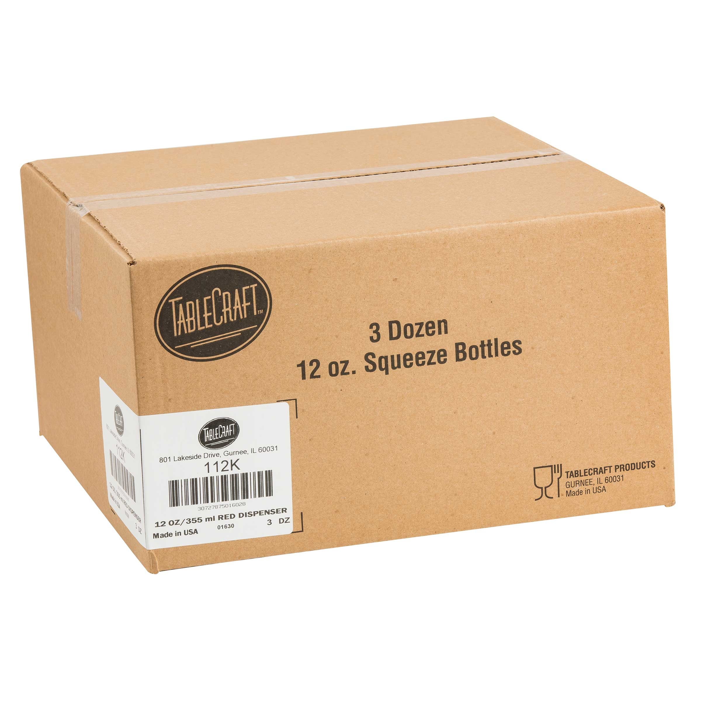 Tablecraft Ketchup Squeeze Dispenser, 12 Ounce Capacity -- 36 Per Case