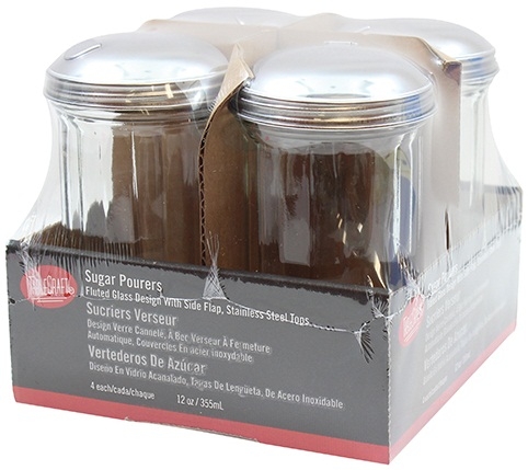 Tablecraft Sugar Pourer With Stainless Steel Side Flap Top, 12 Ounce, 4 Count -- 4 Per Case