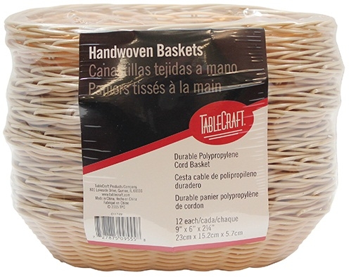 Tablecraft Natural Woven Oval Basket, 9 x 6 x 2.25 inch -- 12 per case