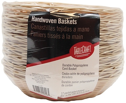 Tablecraft Natural Handwoven Round Basket, 8.5 x 2.25 inch -- 12 per case