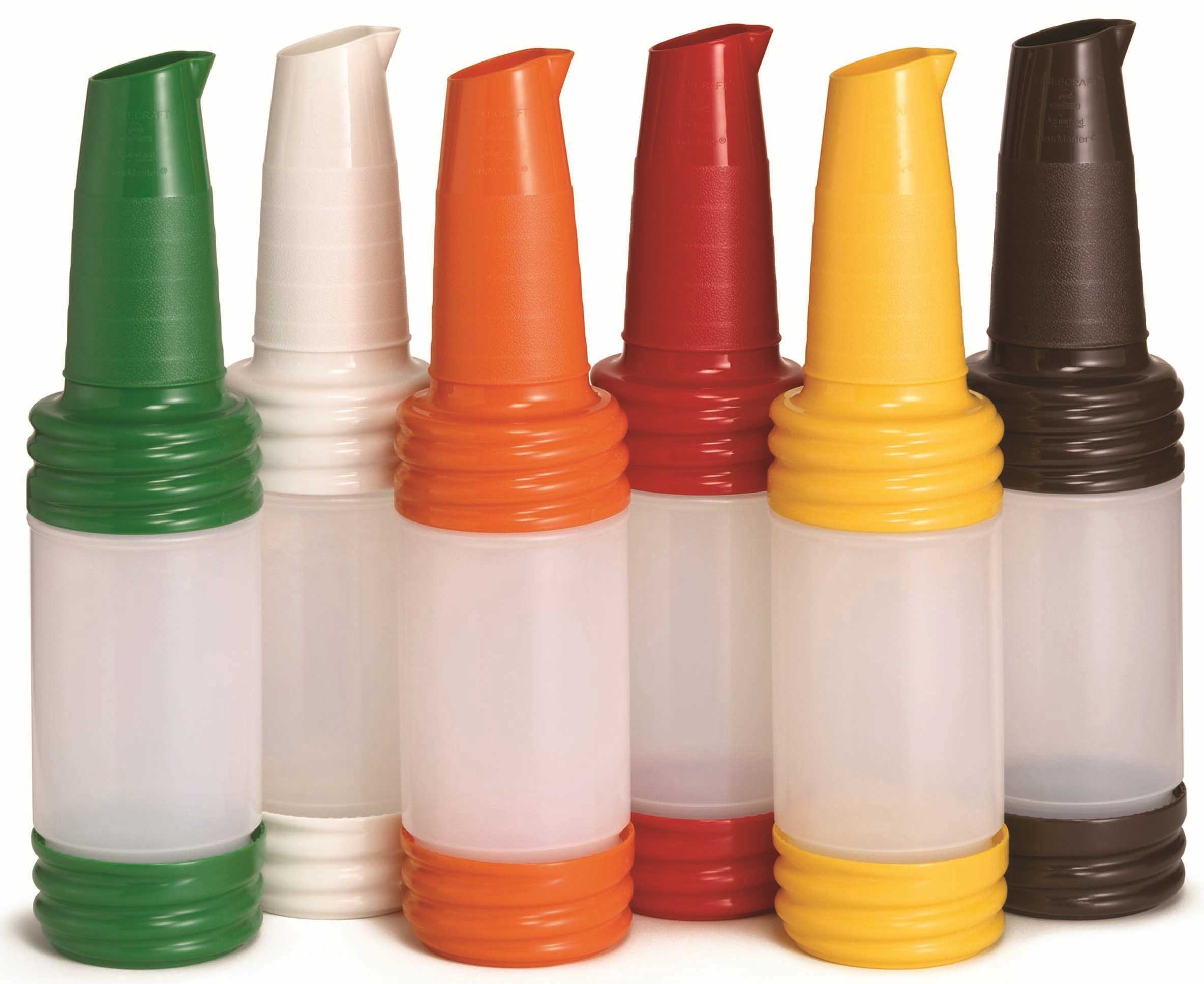 Tablecraft Safer Food Solutions Assorted Long Neck Open Spout Pourmaster Dispenser -- 12 per case