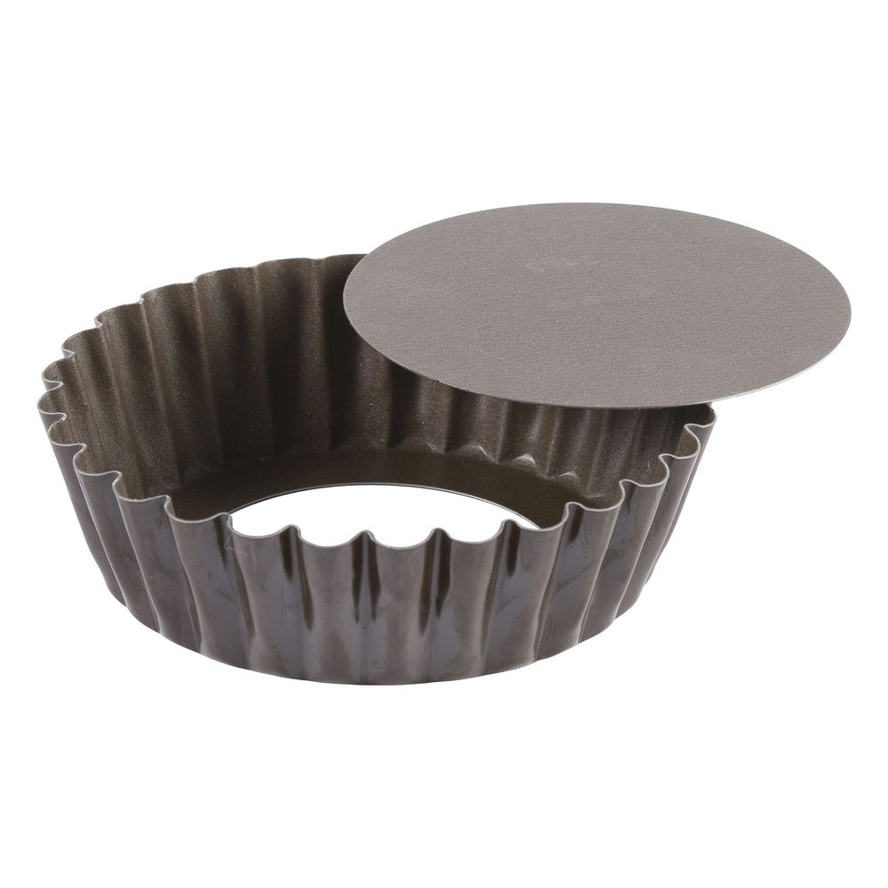 Gobel Non Stick Round Fluted Cake Mold with Removable Bottom, 3.1 inch Dia x 1.2 inch Height Cavity