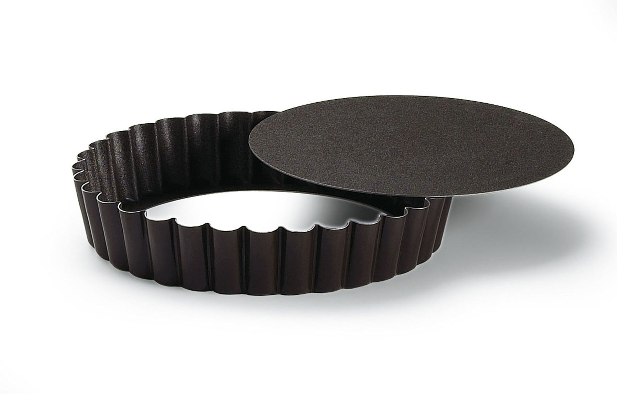Gobel Steel Round Fluted Tartlet Mold with Removable Bottom, 3.9 inch Diameter