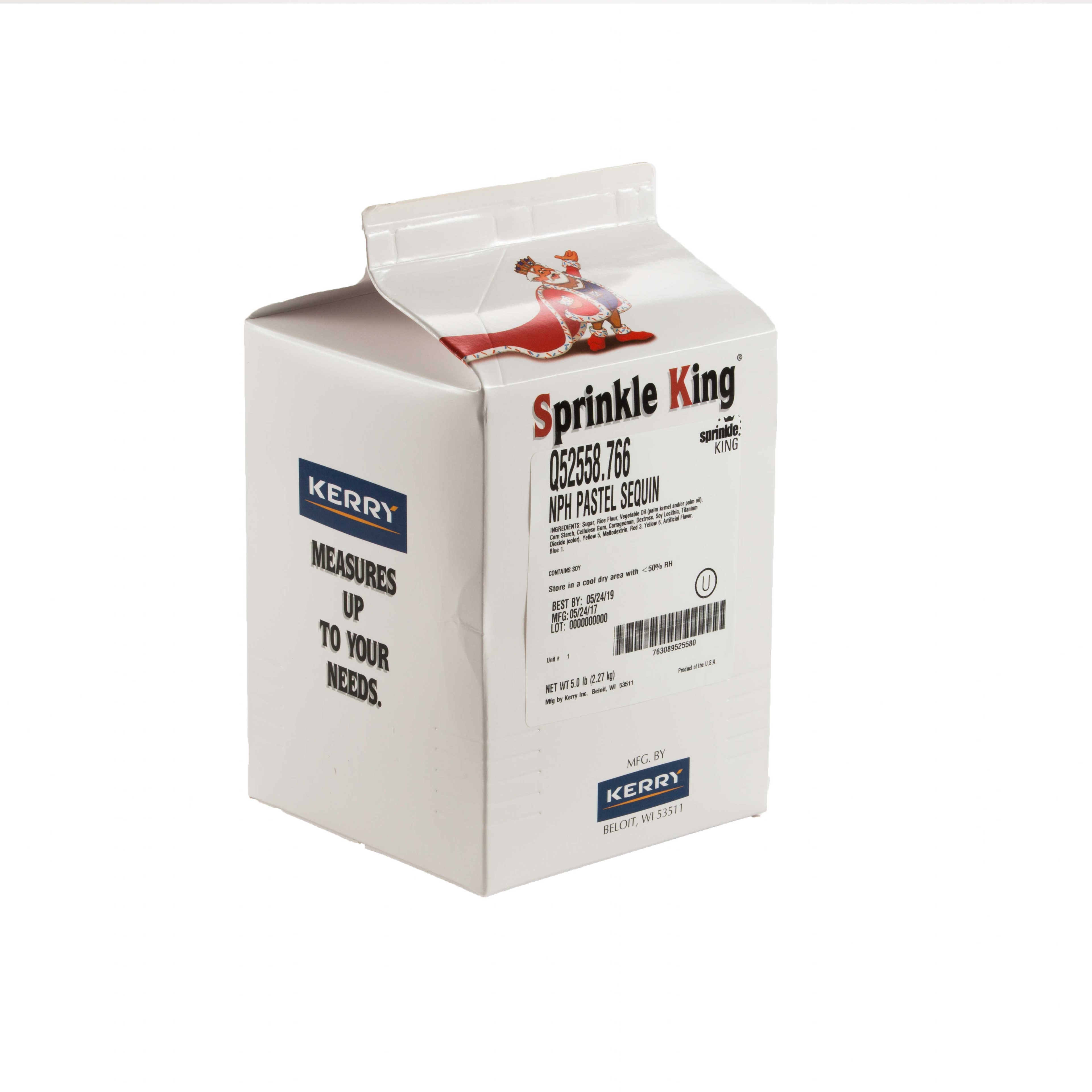 Sprinkle King Non Partially Hydrogenated Pastel Sequin, 5 Pound -- 4 per case.