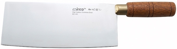 Winco Wooden Handle Chinese Cleaver, 8 x 3-1/2 inch Blade -- 12 per case