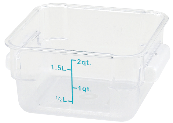 Winco Clear Square Storage Container, 2 Quart -- 12 per case