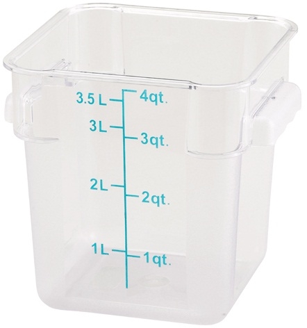 Winco Polycarbonate Clear Square Storage Container, 4 Quart -- 12 per case