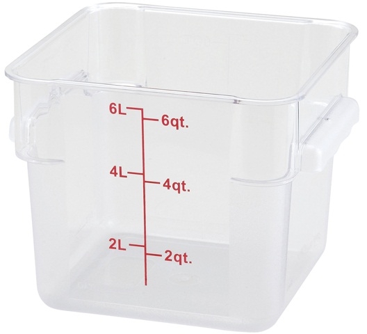 Winco Polycarbonate Clear Square Storage Container, 6 Quart -- 12 per case