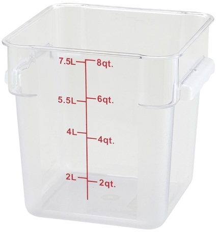 Winco Polycarbonate Clear Square Storage Container, 8 Quart -- 12 per case