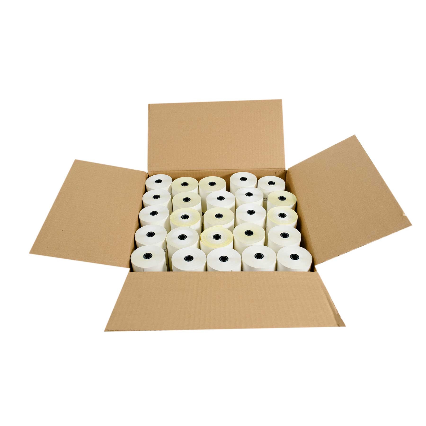 National Checking Company White 2 Ply Carbonless Register Roll, 3 inch -- 50 rolls per case.
