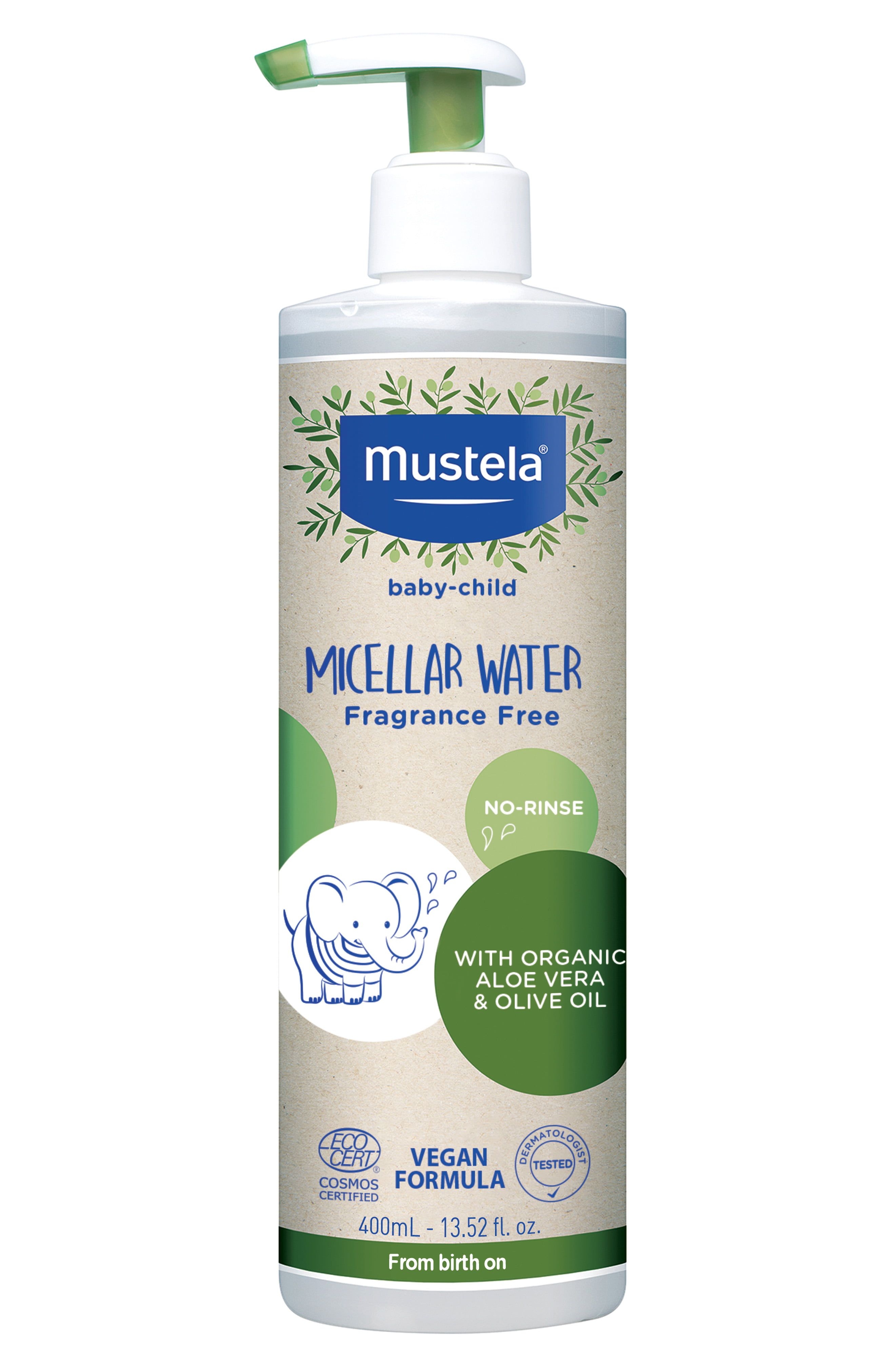 Mustela Organic Fragrance Free Micellar Water, 13.52 Fluid Ounce