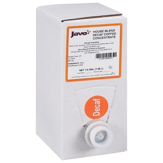 Javo House Blend Decaf Fresh Coffee Extract - Bag In Box, 0.5 Gallon -- 2 per case