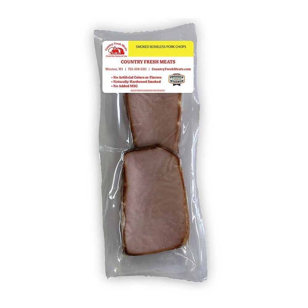 Country Fresh 3 Ounce Smoked Boneless Pork Chops, 8 count -- 6 per case