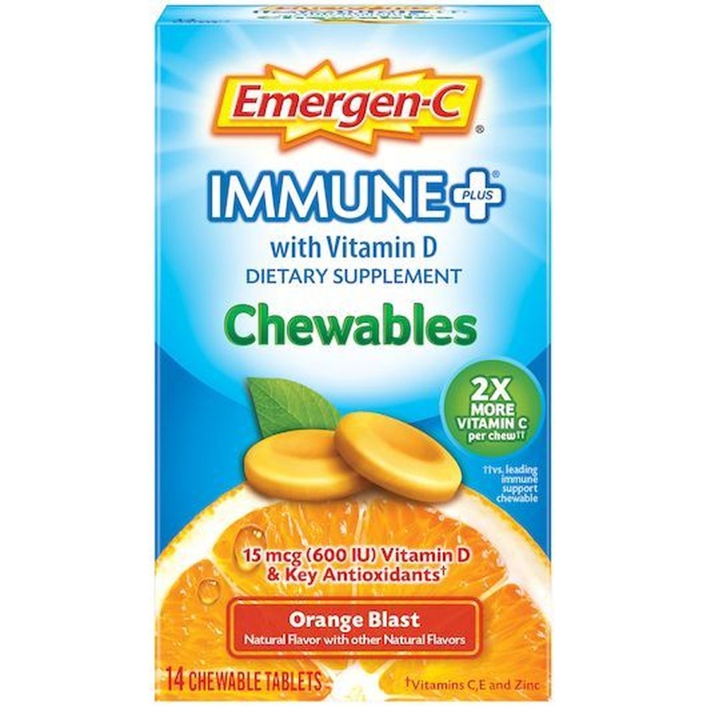 Emergen C Immune Plus with Vitamin D Orange Blast Chewable Tablets, 14 count -- 24 per case